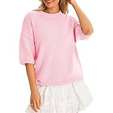 Cicy Bell Womens Short Sleeve Sweaters Oversized Crew Neck Knit Pullover Tops Summer Loose Fit Sweater