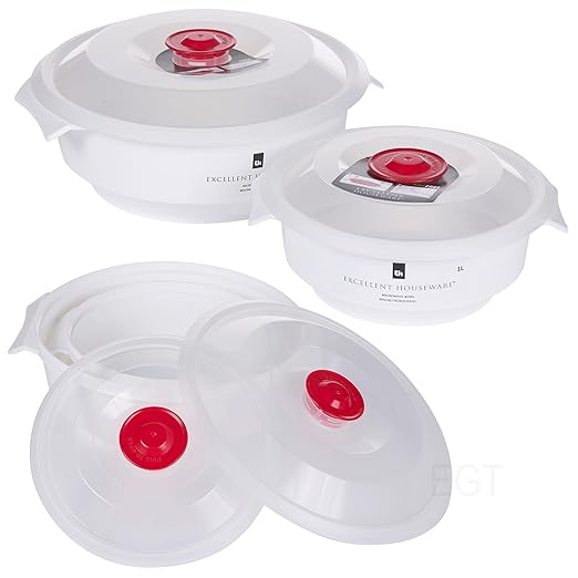 1L + 2L Contenedores Redondos Microondas Cierre Seguro Con Tapa ...