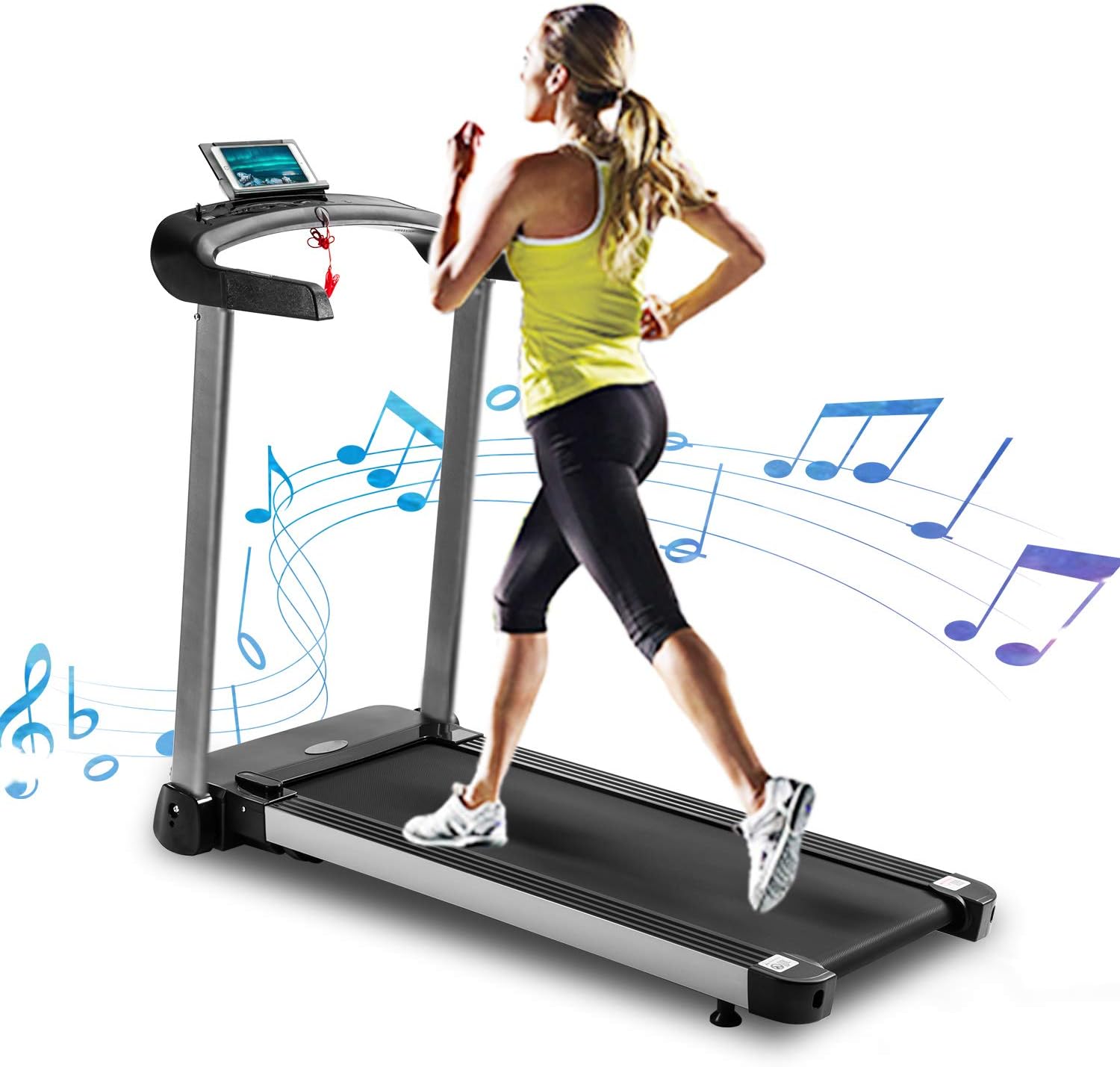 Jamalac T600 Light Commercial Spacing Saving Electric Folding Treadmill Motorized Running Fitness Machine with Edge-Closing Running Belt for Home Gym