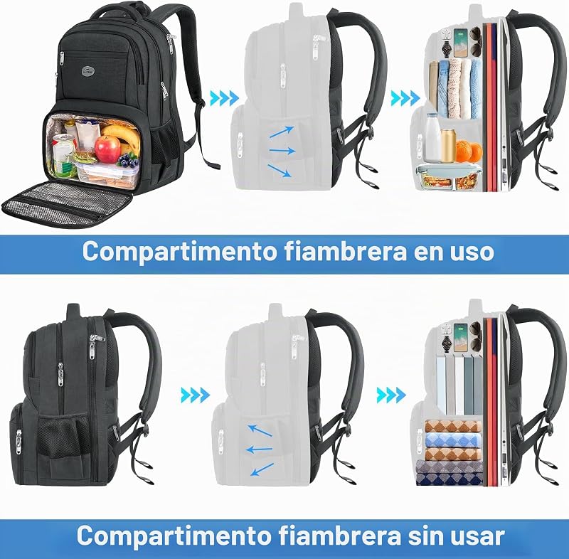 Mochila para portátil de 17 polegadas, mochila de trabalho impermeável para homens