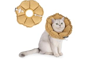 H HIDREAM Soft Cat Cone Collar， Cute Adjustable Cat Recovery Collar，Elizabethan e Collar That can Protect Head and Foot Wounds，Daisy Yellow All-Season Style