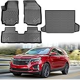 TPE Automotive Floor Mats & Cargo Liner Custom for 2018-2024 Chevy Equinox (Not for EV) & GMC Terrain, All Weather Cover Protection Waterproof Black Floor Liner Front & Rear Row Full Set Car Mats, 4p