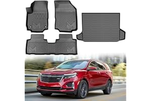 CMVT AUTO TPE Automotive Floor Mats & Cargo Liner Custom for 2018-2024 Chevy Equinox (Not for EV) & GMC Terrain, All Weather Cover Protection Waterproof Black Floor Liner Front & Rear Row Full Set Car Mats, 4p