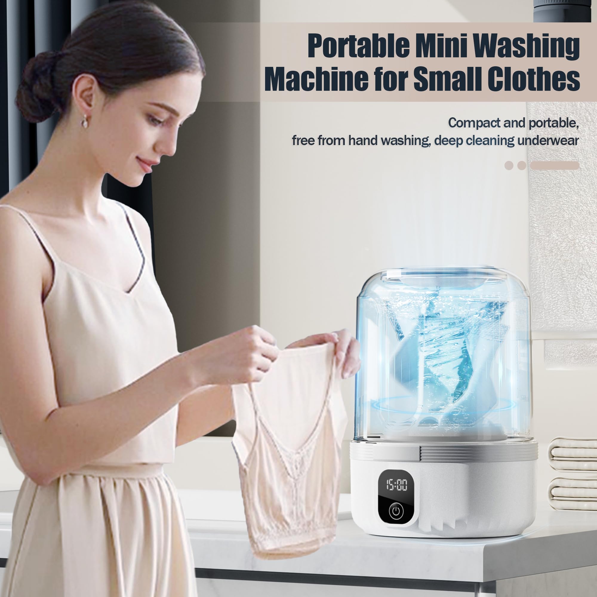 Underwear Washing Machine, Upgrade Mini Portable Washing Machine Rechargeable Underwear Washer Deep Cleans Small Clothes for Apartment, Dorm, RV, Travel & Hotel Use