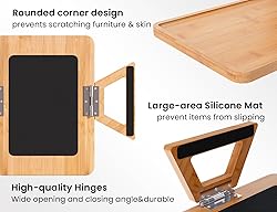Danfoxer 2 Pack Couch Arm Tray,Bamboo Folding Sofa