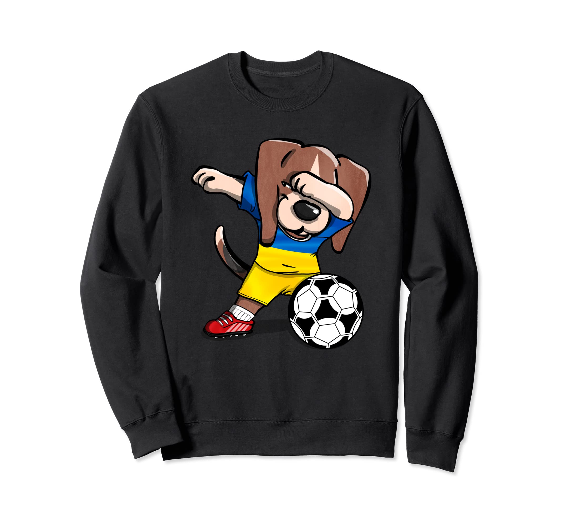 Dabbing Beagle Dog Ukraine Football - Ukrainian Flag Soccer Sweatshirt