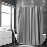 Vinabo Grey Shower Curtain 180x200 cm with 12 Hooks PEVA Fabric view 2