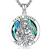 AUDINCEED Saint Necklace for Men Women 925 Sterling Silver Patron Saint Medal Necklace St Amulet Protection Pendant Jewelry Gift