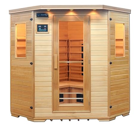 Infrarotkabine Malmö150 Keramikstrahler & Hemlockholz | Eckkabine für 4 Personen | ArtSauna