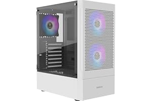 GAMDIAS White RGB Gaming ATX Mid Tower Computer PC Case with Side Tempered Glass and Excellent Airflow Design & 3 Built-in 12