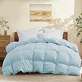 Joysoul Queen Size Down Comforter - All Season Ultra Soft Goose Down & Feather Fiber Fill, Luxury Hotel Blue Duvet Insert with Corner Tabs (88" X 88")