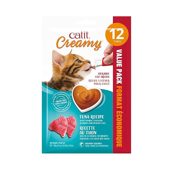 CATIT CREAMY LICKABLE CAT TREAT, HEALTHY CAT TREAT, TUNA, 12 PACK