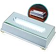 ASENTE 16 LED Light Stand Base - Rectangle Display Pedestal for 3D Crystal Glass Art - Adapter Plug Operated - 6.50 Inch Illuminated Holder - Lighted Mirror Box for Centerpieces (Silver)