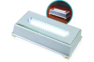 ASENTE 16 LED Light Stand Base - Rectangle Display Pedestal for 3D Crystal Glass Art - Adapter Plug Operated - 6.50 Inch Illuminated Holder - Lighted Mirror Box for Centerpieces (Silver)