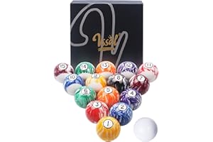 VSSAL Pool Balls Billiard Set for Pool Table Upgrade, 16-Piece Tournament Grade 2.25 inch Regulation Size and 6 oz Weight | Premium Resin | Gift Box for Game Room