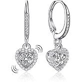 MomentWish Dangle Earrings for Women-925 Sterling Silver Moissanite Earring, Women's Gift for Valentine Birthday, D Color VVS1 Dancing Moissanite Hoops
