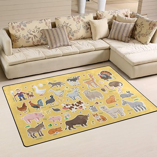 Two Horses Walking On The Farm Animals Non Slip Soft Bathroom Bedroom Mats Rugs