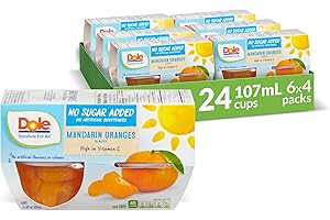 Dole Fruit Bowls Mandarin Oranges in Water, No Sugar Added, Healthy School Snacks, 107ml, 24 Cups, Packaging May Vary