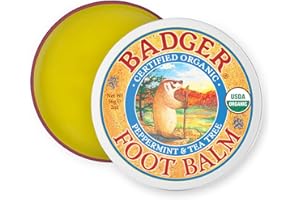 Badger Foot Balm, 100% Organic Foot Cream for Dry Cracked Heels and Feet, Fast Acting Foot Care for Women & Men, All-Natural Cracked Heel Treatment, 2 oz Tin