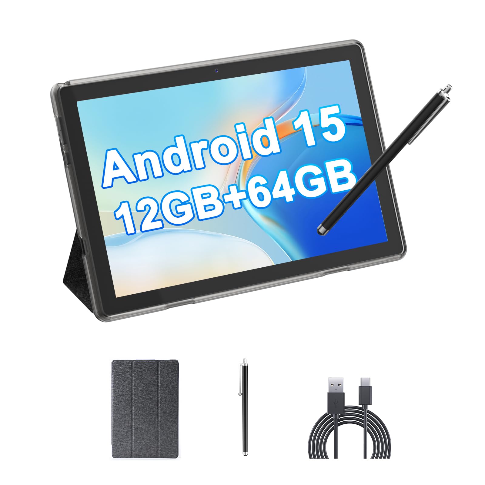 HOTTABLET 10" Android 15 Tablet, 12(4+8Expand) GB