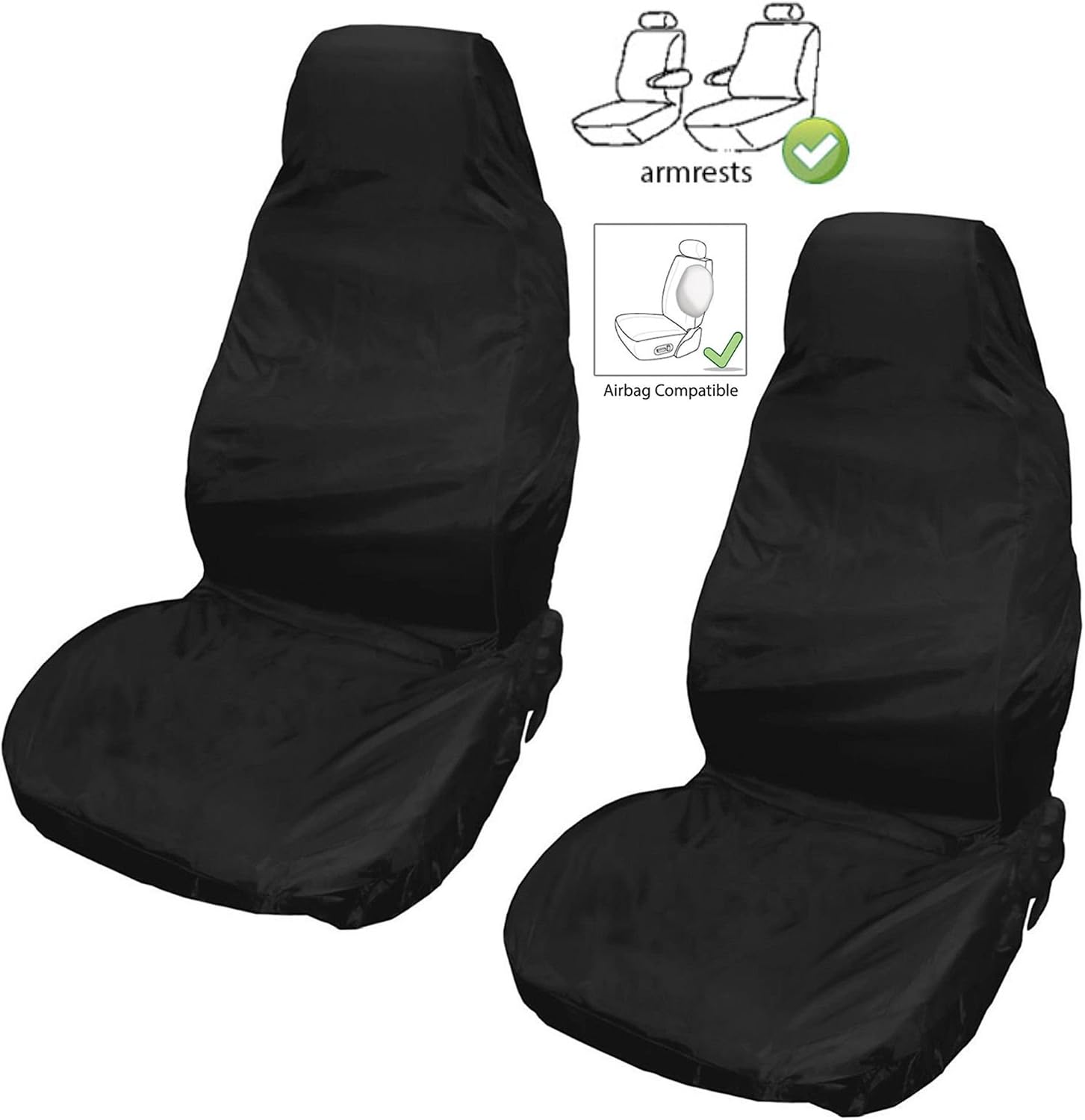 Xtremeauto Front Water resistant Extra Heavy Duty Durable Universal Seat Covers (2), Black, Large
