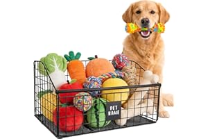 Indestructible Dog Toy Basket, 42.5x28x21.5cm/16.7x11x8.5in Metal Storage Bin for Chew Toys Bones and Treats Durable Toy Orga
