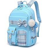 Alrisg School Backpack for Girls Kids Bookbag for Elementary Middle School Casual Travel Daypack Teen Backpacks Blue