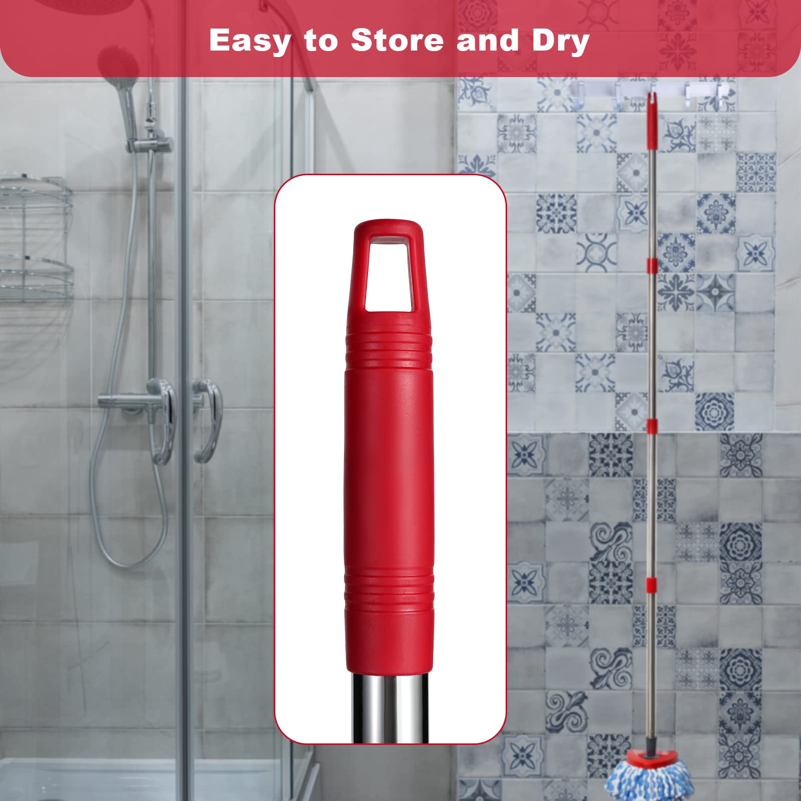 Spin Mop Replacement Handle - 4 Section Mop or Broom Handle/Stick Compatible with O Cedar Spin Mop Refills and Brooms, 30