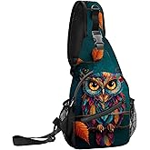 FyLybois Owl Sling Bag for Women Crossbody Backpack Lightweight Chest Daypack Fashion Shoulder Bags for Travel Hiking Biking