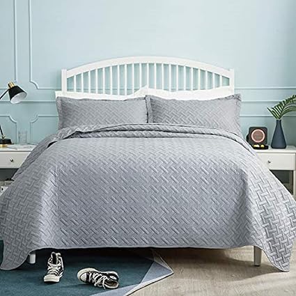 Bedsure Couvre Lits Boutis Gris 240x260cm Dessus De Lits Decoratif Leger Hypoallergenique Avec Motif De Panier Couvre Lit De En Microfibre De Style Moderne Amazon Fr Cuisine Maison