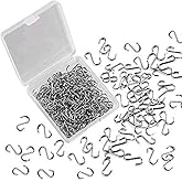FEBSNOW 250pcs 0.55 Inch Ornament Mini S Hooks Latch Connectors Small Metal S-Shaped Wire Hook Kits for DIY Crafts with Storage Box Ornament Hangers for Halloween Christmas Tree Decoration