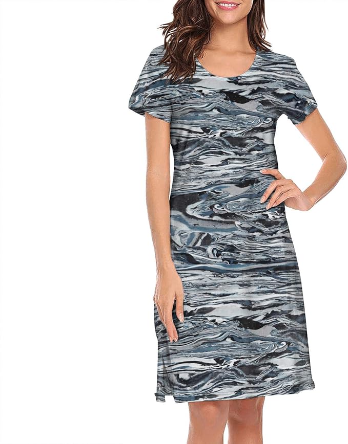 ThreeIn Short Sleeves Womens Sleepwear Trendy Nightgown Camouflage