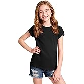NUMYEAN Girls Short Sleeve T-Shirts Crewneck Neon Shirts for Girl Tee Tops Clothes Size 5-14 Years