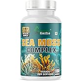 Humming Herbs Sea Moss Complex Supplement 3-in-1 Formula 1100Mg with Irish Moss, Bladderwrack & Burdock Root – 180 Capsules
