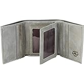 Stealth Mode Leather Trifold RFID Wallet For Men With Flip Out ID Holder (Grey)