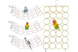 BNOSDM 4 Packs Bird Hemp Rope Net Swing Climbing Rope Net for Birds Parrot Ladder Macaw Hanging Hammock Activity Toy for Rats Parakeet Cockatiel Cockatoo Conure African Grey Budgie