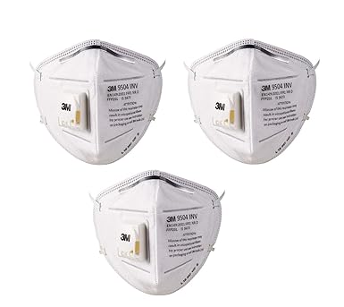 3M Disposable Respirator Mask (White, With Valve, Pack of 3)