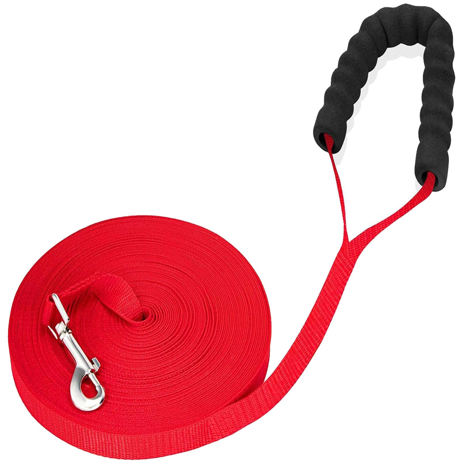 RUNEAY Long Line Dog Lead - 30m, Padded Handle, Recall Training, Suitable for Small to Large Dogs (Red)