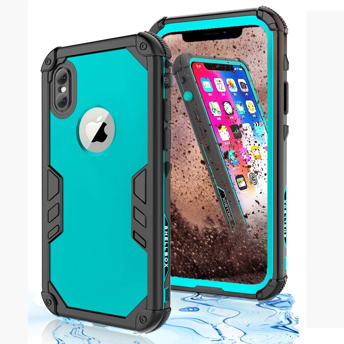 YOGRE Waterproof Case for iPhone Xs/iPhone X, IP69 Certified for Snowproof Dustproof and Dropproof Cover Cases, Full-Body Protective Phone Case with Built-in Screen Protector, 5.8 inch (Blue)
