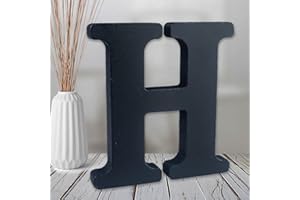 AOCEAN 6 inch Black Wood Letters Unfinished Wood Letters for Wall Decor Decorative Standing Letters Slices Sign Board Decoration for Craft Home Party Projects (H)