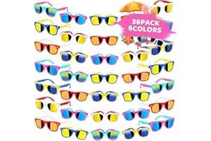 HLDGRAS 36 PACK Kids Sunglasses Bulk Party Favors,Neon Sunglasses with UV400 Protection ,80s Retro Sunglasses for Boys Girls Age 3-8, Beach Pool Birthday Party Supplies, End of Year Student Gifts Goody Bag