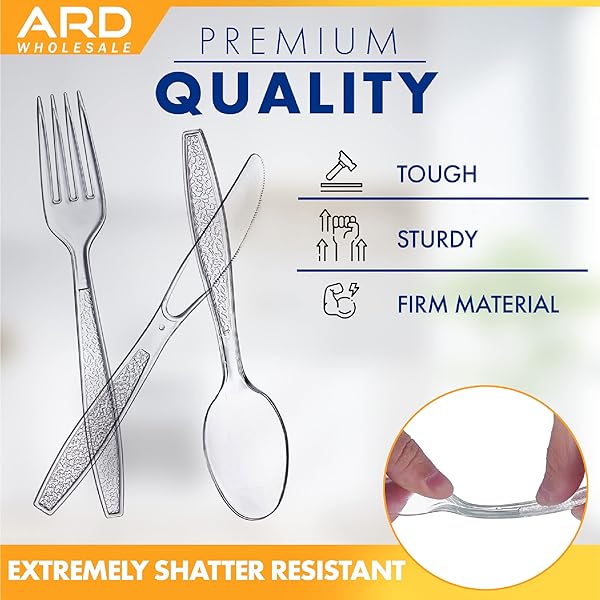 360 COUNT PLASTIC CUTLERY SET COMBO BOX – 180 FORKS, 120 SPOONS, AND 60 KNIVES CLEAR PLASTIC SILVERWARE HEAVY DUTY EXTRA STRONG DISPOSABLE PLASTIC UTENSILS SET, FORKS SPOONS AND KNIVES CUTLERY SET