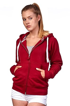 Happy Clothing Damen Sweatjacke mit Kapuze Zip Hoodie Kapuzenjacke Basic Einfarbig S M L
