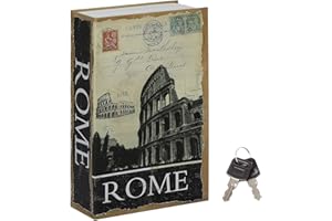 Jssmst Diversion Book Safe with Key Lock, Secrect Hidden Safe Lock Box Large Money Box High Capacity, 9.5 x 6.2 x 2.2 inches, SMBS019 (Large, ROMY (Key Lock))