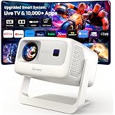 [5000 ANSI/10,000+ Apps/Live TV/65W Dolby] Outdoor-4K-Projector with WiFi and Bluetooth, AI Auto Focus &amp; Keystone, HDR10+, All-in-One Streaming, Upgraded GO2 White Short Throw Projector with 360&deg;Stand