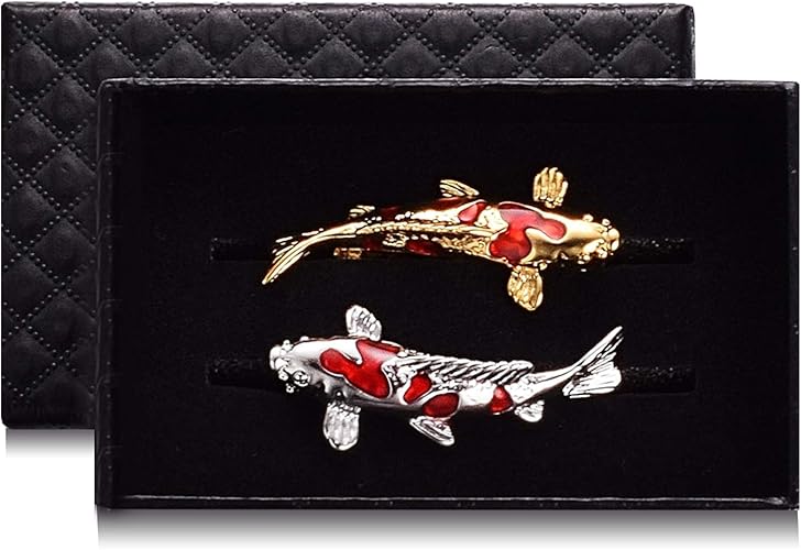 Amazon Yoursfs 錦鯉 ネクタイピン ゼント 2本 コイ タイピン おしゃれ 魚 ネクタイ ピン 和風 真鍮製 メンズ アクセサリー プレゼント 魚 ゼント タイピン タイタック 通販