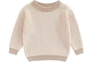 FHUTPW Newborn Infant Baby Girl Boy Knit Sweater Crewneck Pullover Long Sleeve Chunky Sweater Toddler Fall Winter Clothes