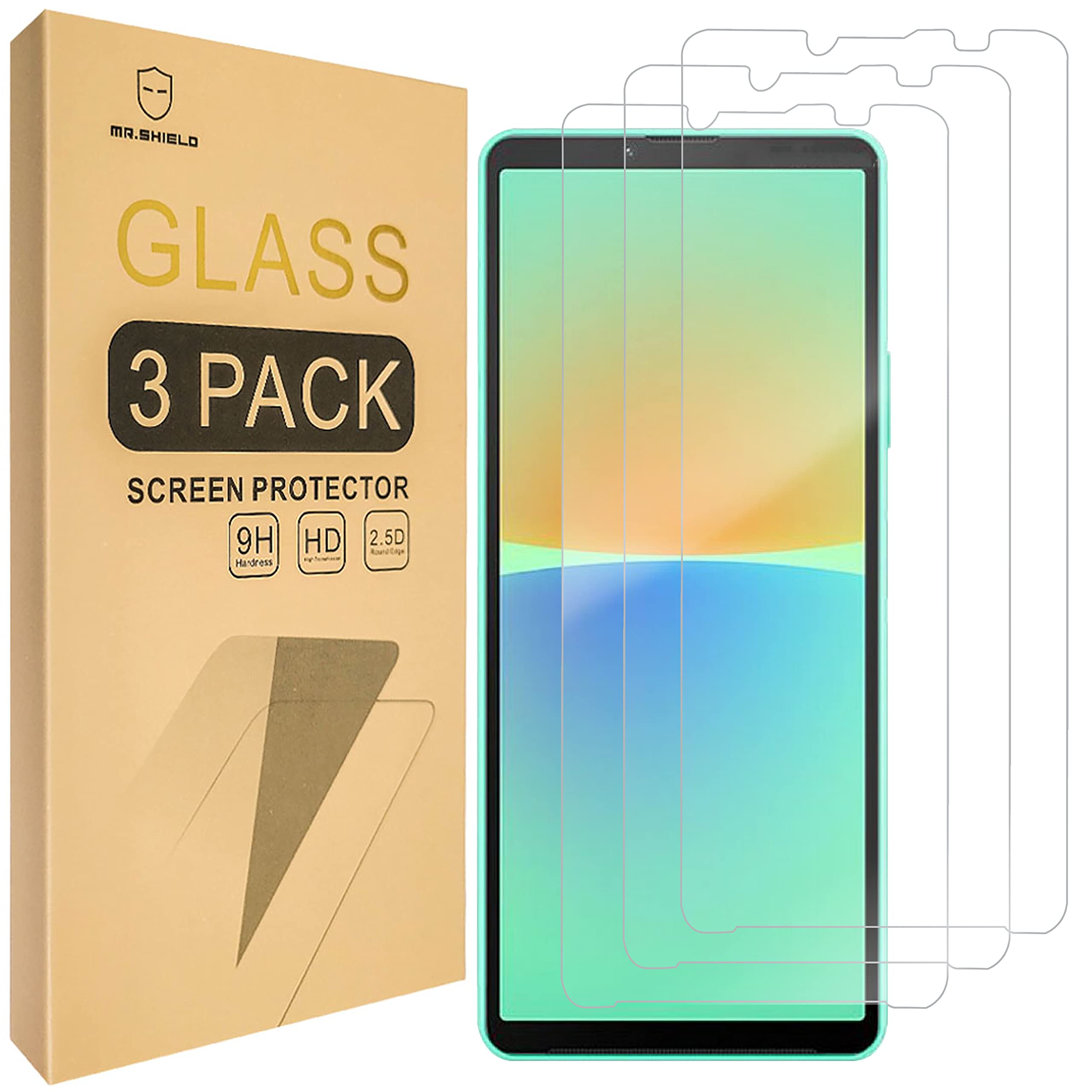 Mr.Shield Screen Protector For Sony Xperia 10 V [Tempered Glass] [9H Hardness] [3-Pack] Screen Protector