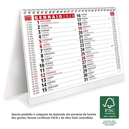 Calendario 2020 Da Tavolo Per Casa E Ufficio Con Lune Santi