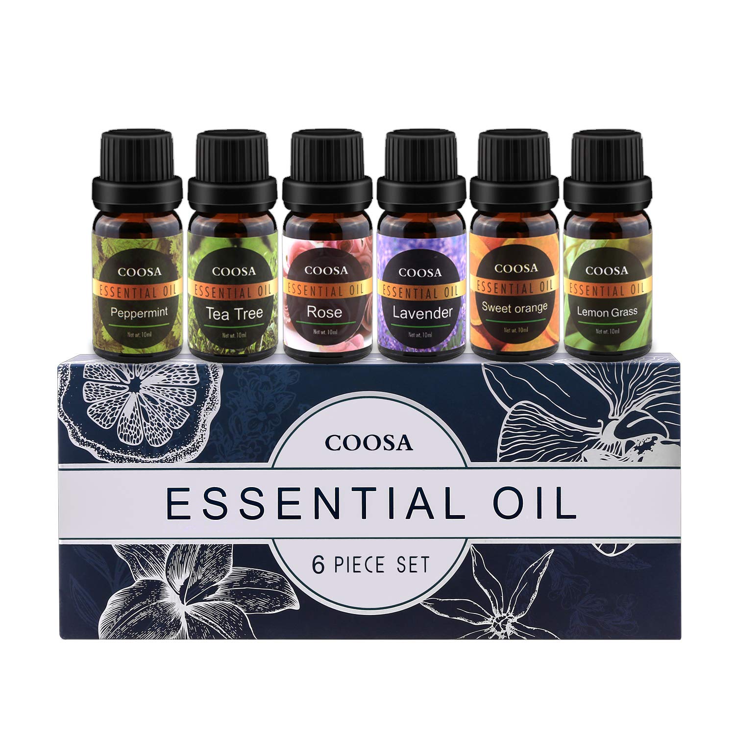 Aromatherapy Essential Oils Coosa Top 6 100 Pure Aromatherapy Oil Therapeutic Grade Upgraded Aroma Starter Fragrant Gift Set For Baby Women Spa Relax - 